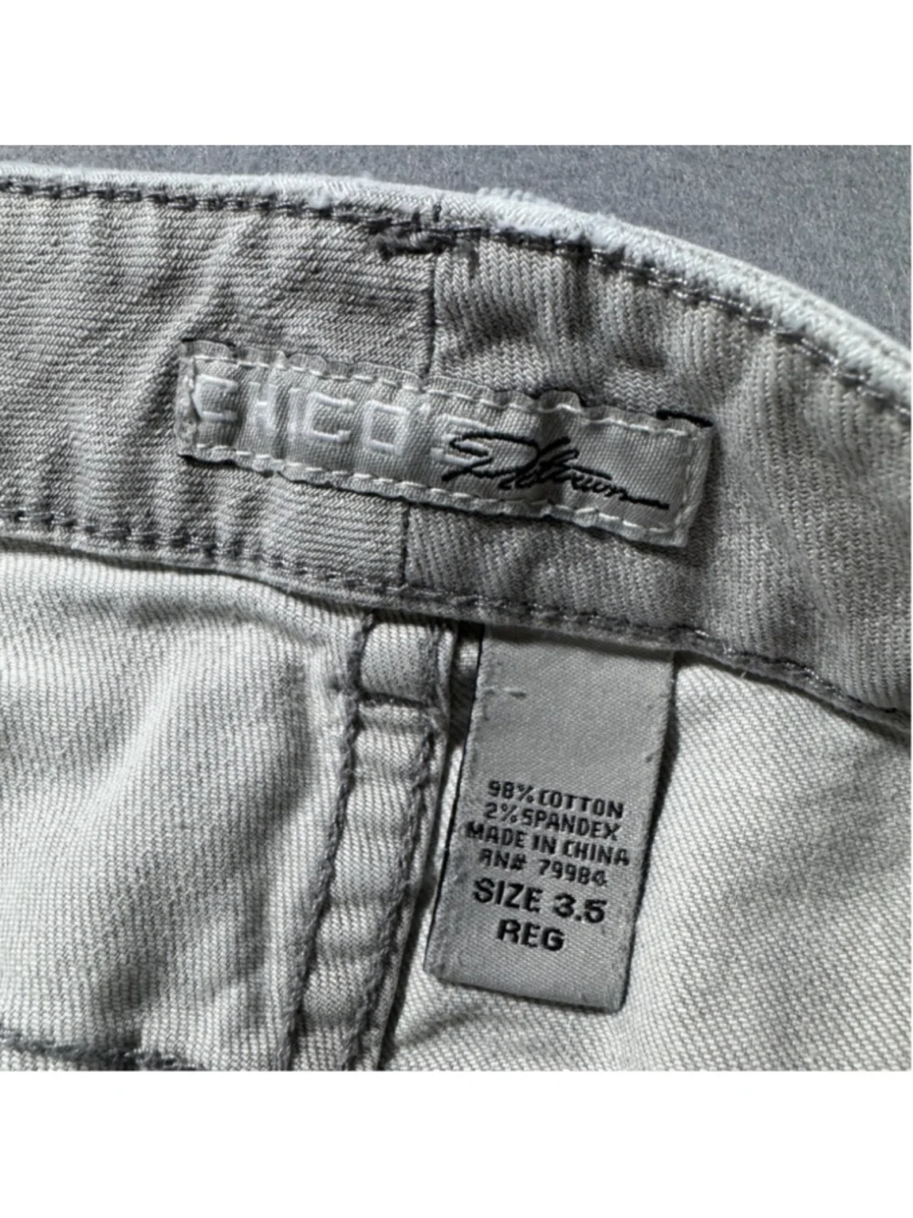 Chico's Platinum Women's Light Gray Denim Pants Size 3.5 Regular